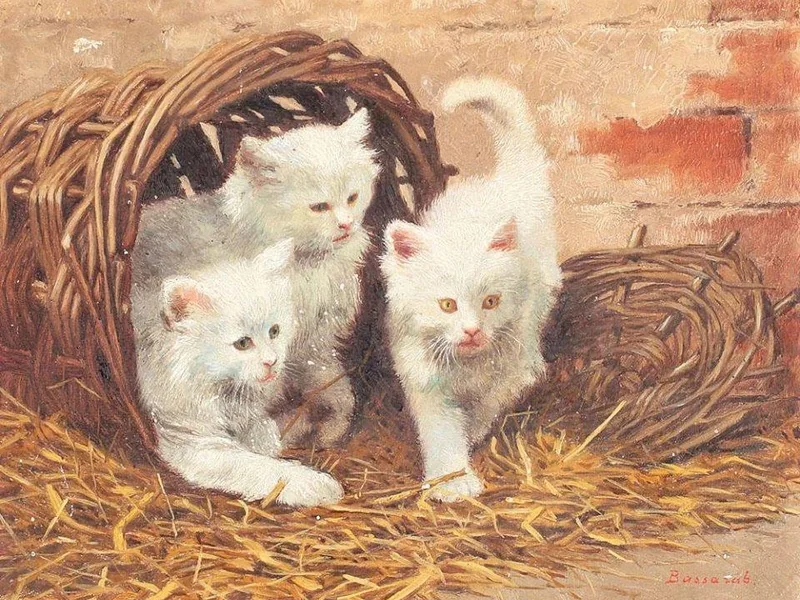 1868-Ludovic Bassarab - Gatti che giocano
